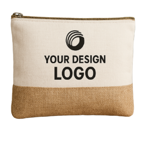 Jute Pouch Bag - Color: Cream And Beige