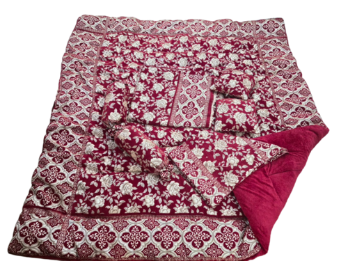 White Floral Patterned Jaipuri Razai