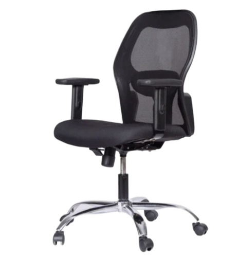 Black Medium Back Workstation Mesh Chair - Material: Plastic