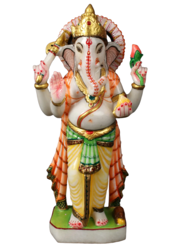 3 Feet White Marble Ganesha Statue
