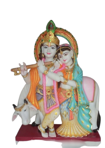 Jugal Radha Krishna Marble Statue - Durable Marble, Customized Size, Multi Color, Water Resistant, Fine Polished Finish