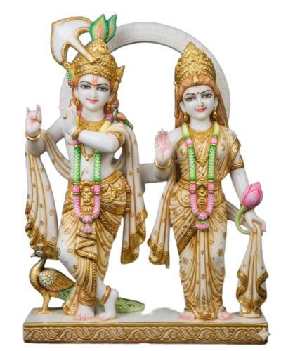 Polished Marble Radha Krishna Statue