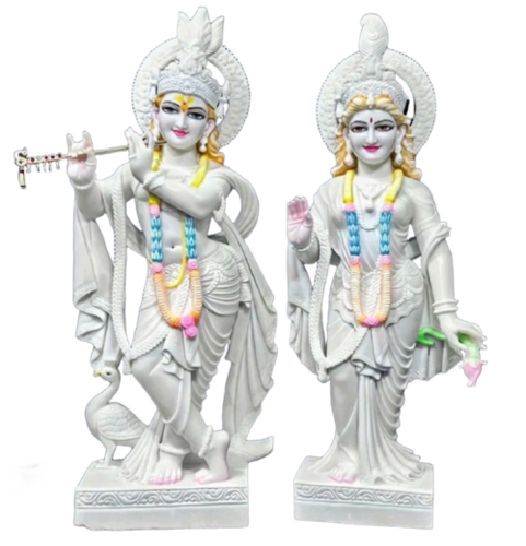 White Marble Radha Krishna Statue