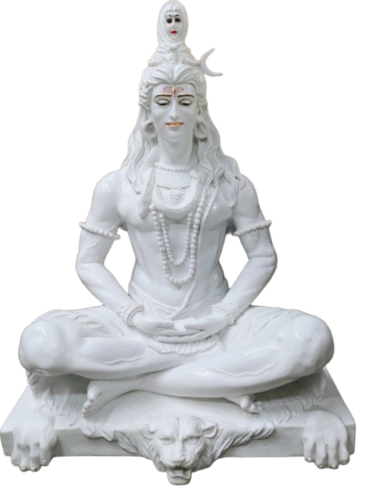 Mahadev Ji White Stone Statue
