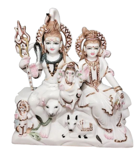 White Marble Gori Shankar Family Statue