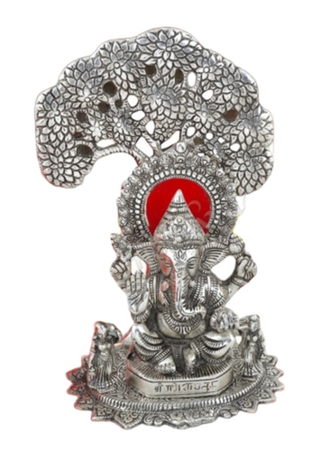 Silver Plated Aluminium Ganesh Ji in Premium Velvet Box 8.75 x 13 Inch