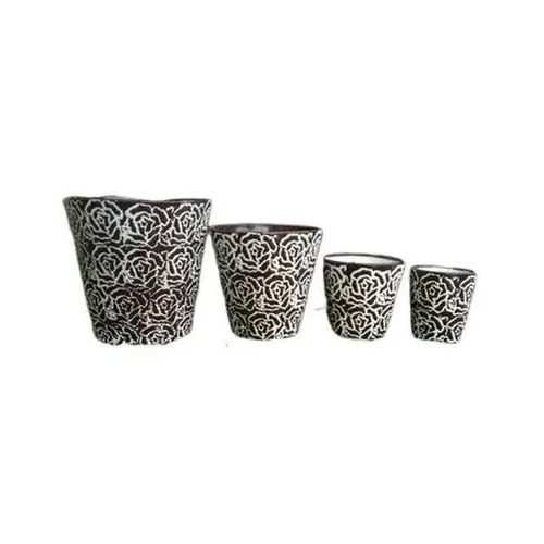 Ceramic Pot Set - Color: Black & White