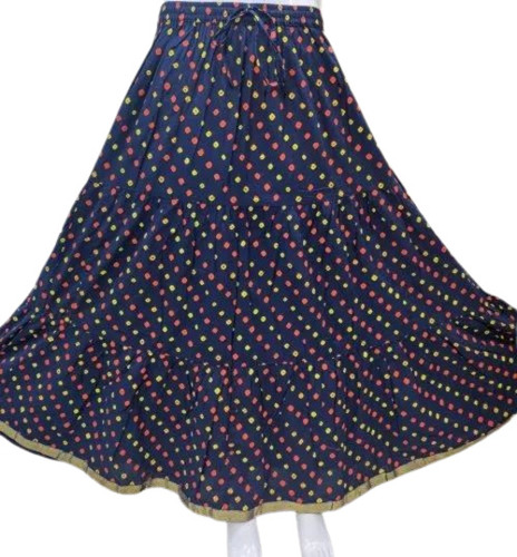 Sanganeri Printed Cotton Long Skirt - Color: Multi Color