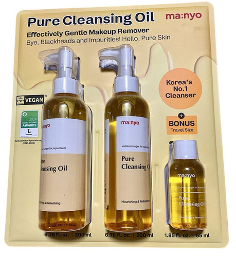 Manyo Pure Skin Cleansing Oil 3 Pc Set 6.7 Oz + 1.8 Pz