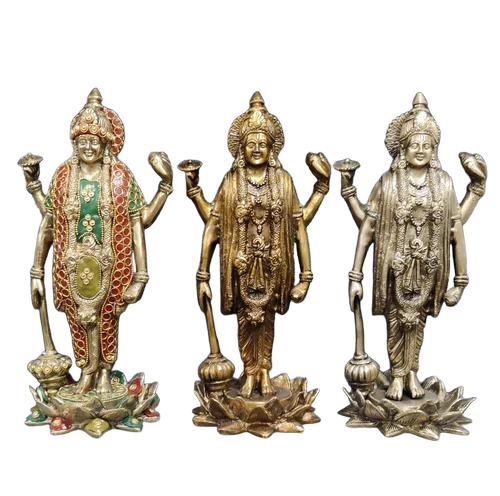 Brass Statue Vishnu Ji In Stone Work