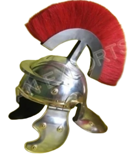 Roman Centurion Helmet With Red Plume - Color: Silver