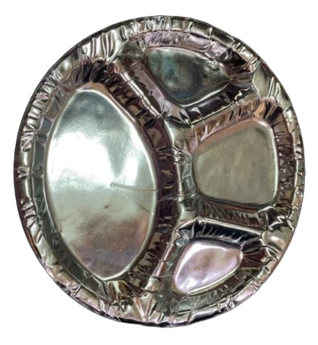 4 Compartments Silver Foil Paper Plates - Pattern Type: Plain