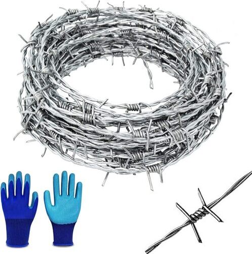 Industrial Galvanized Barb Wire Fence