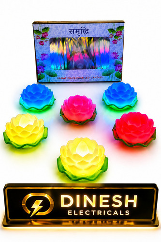 Water Sencer Floating Led Lotus Diya - Color: Multi Color