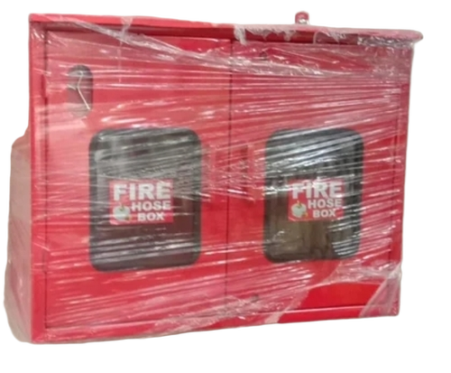 Rectangular Two Door Fire Hose Box - Color: Red