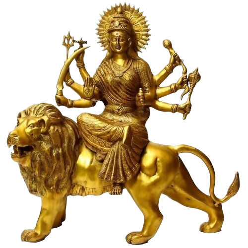 Brass Durga Mata Statue - Color: Golden