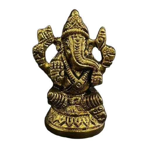 Brass Ganesha Sitting Statue - Color: Golden