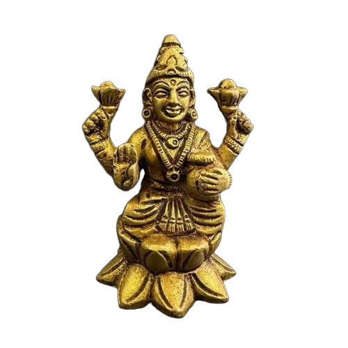 Brass Laxmi Sitting Statue - Color: Golden