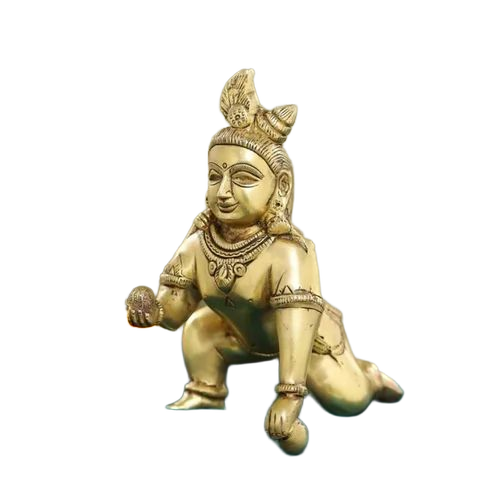 Brass Lord Laddu Gopal Statue - Color: Golden