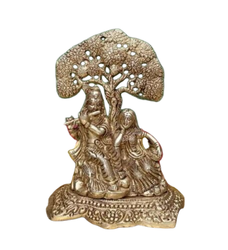Brass Radha Krishna Tree Statue - Color: Golden