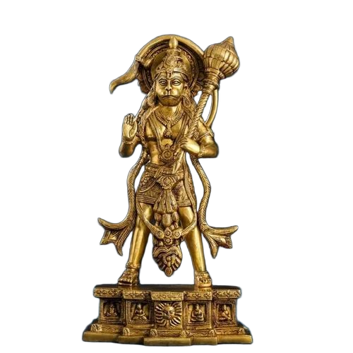 Brass Standing Hanuman Statue - Color: Golden