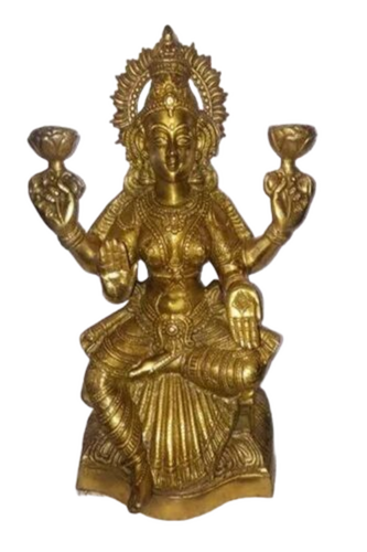 Goddess Lakshmi Maa Brass Statue - Color: Golden