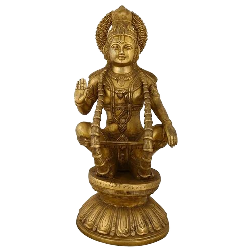 Kalakrithi Brass Ayyappa God Statue - Color: Golden