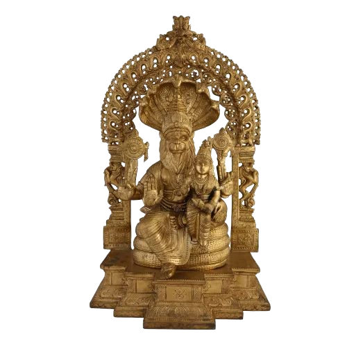 Kalakrithi Brass God Narasimha Statue - Color: Golden