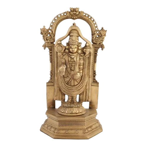 Kalakrithi Brass Lord Venkateswara God Statue - Color: Golden