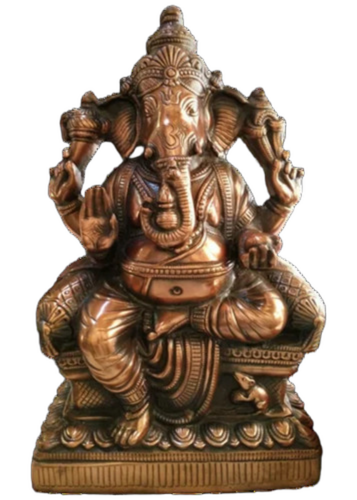12 Inch Brass Ganesha Statue - Color: Rose Gold