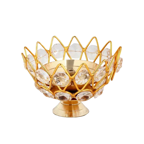Brass Kamal Pooja Diya - Color: Golden