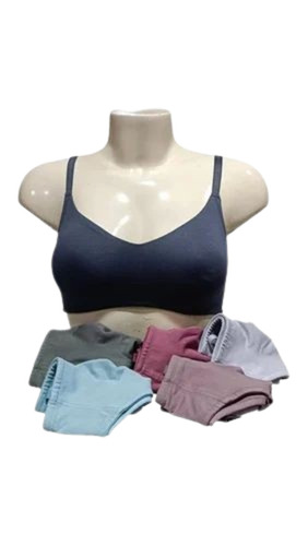 Blue Color Lycra Cotton Plain Bra - Bra Design: Padded