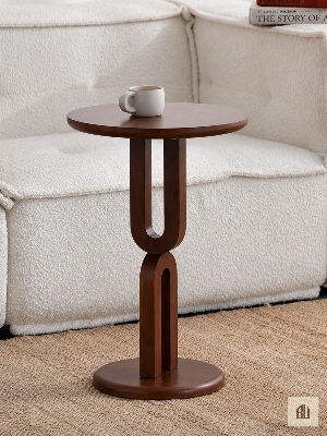 Antique Round Wooden Table - Artwork: Handmade