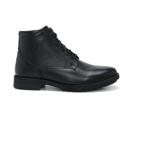 Black High Ankle Leather Boot