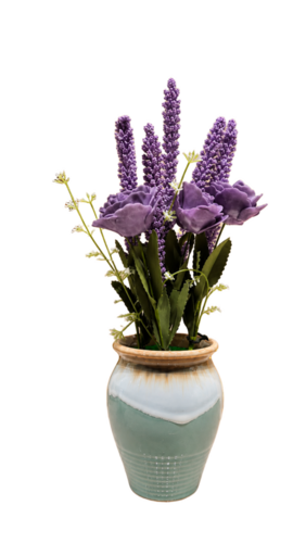 Artificial Lavender Plant With Ceramic Pot