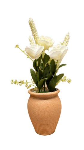 Artificial White Rose Flower Plant with Pot