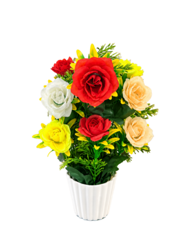Mix Rose Basket With Pot