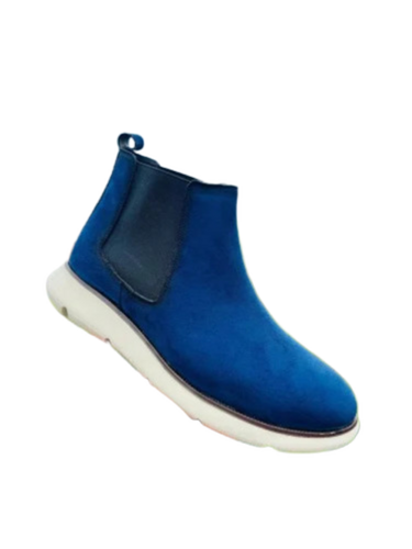 Blue Chelsea Boots For Men - Suede, Size 8, Black | Breathable Slip-On Mid Ankle