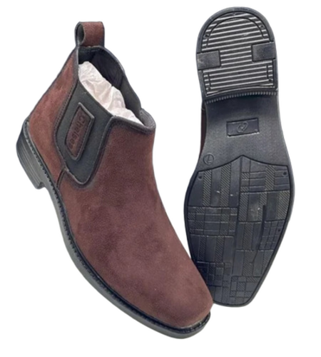 Party Wear Chelsea Boots For Men - Suede, Size 8, Black, Breathable Mesh Lining