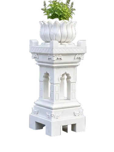 Marble Tulsi Pot - Color: White
