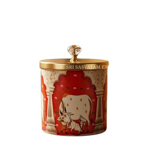 Pichwai Jars With Brass Lid
