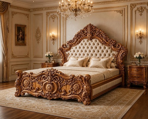 Wooden Double Bed - Color: Brown