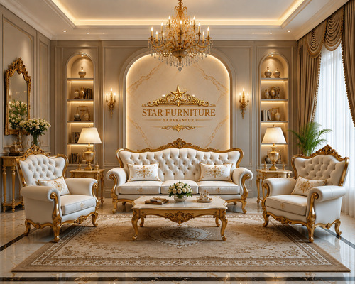 5 Seater White Teak Wood Sofa Set - Brand Name: Star Furniture