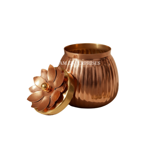 Copper Coated Metal Jar - Shape: Round