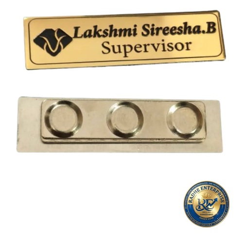 Custom Engraved Metal Supervisor Name Plate - Color: Gold-Tone And Black