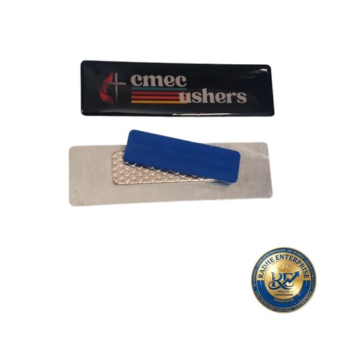 Custom Metal Corporate Name Badge - Color: Black And Multicolour