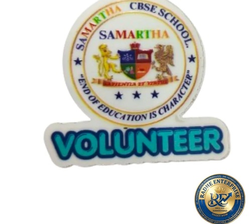 Custom School Volunteer Metal Badge - Color: White And Multicolour