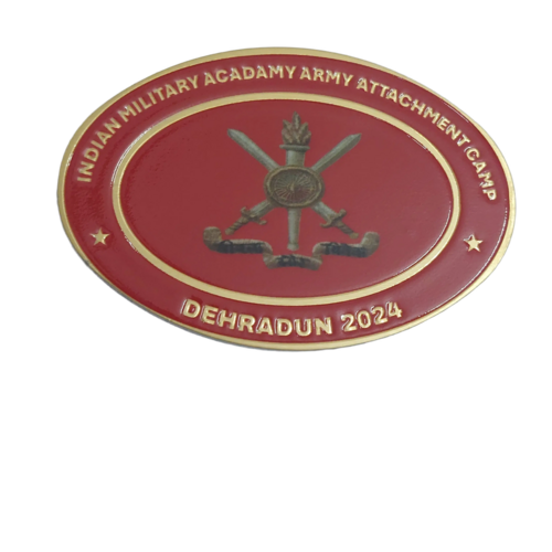 Indian Military Academy Army Attachment Camp Dehradun 2024 Badge - Color: Red And Gold-Tone