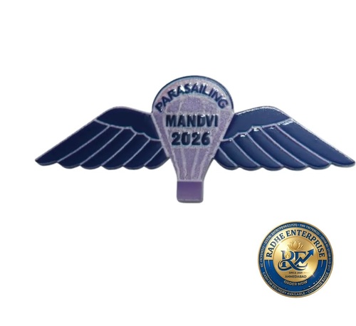 Parasailing Mandvi 2026 Metal Wing Badge - Color: Blue And Silver-Tone