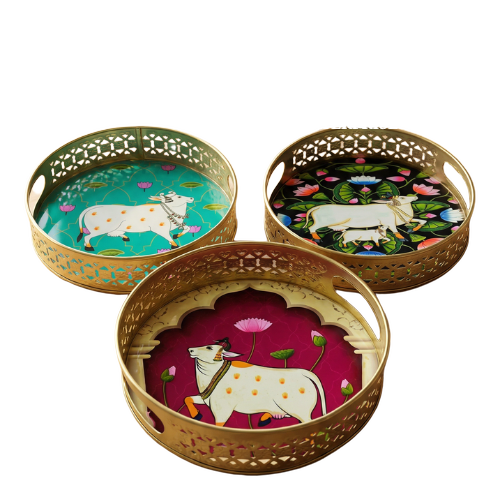 Premium Metal Pichwai Trays